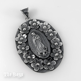 Plain & Oxidized Virgin Pendant Mexican Sterling Silver